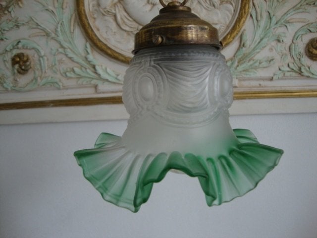 Oud glazen hanglampje (rokje) nr. 36, Ophalen of Verzenden