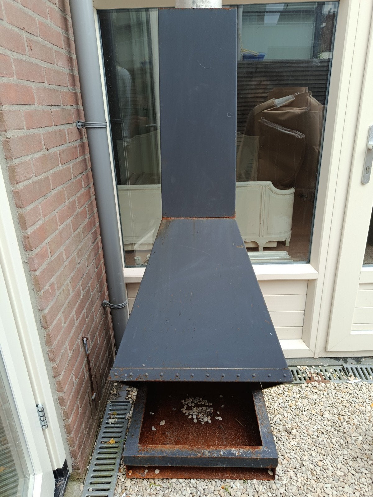 stalen openhaard, Ophalen, Gebruikt, Hangende haard, Gashaard