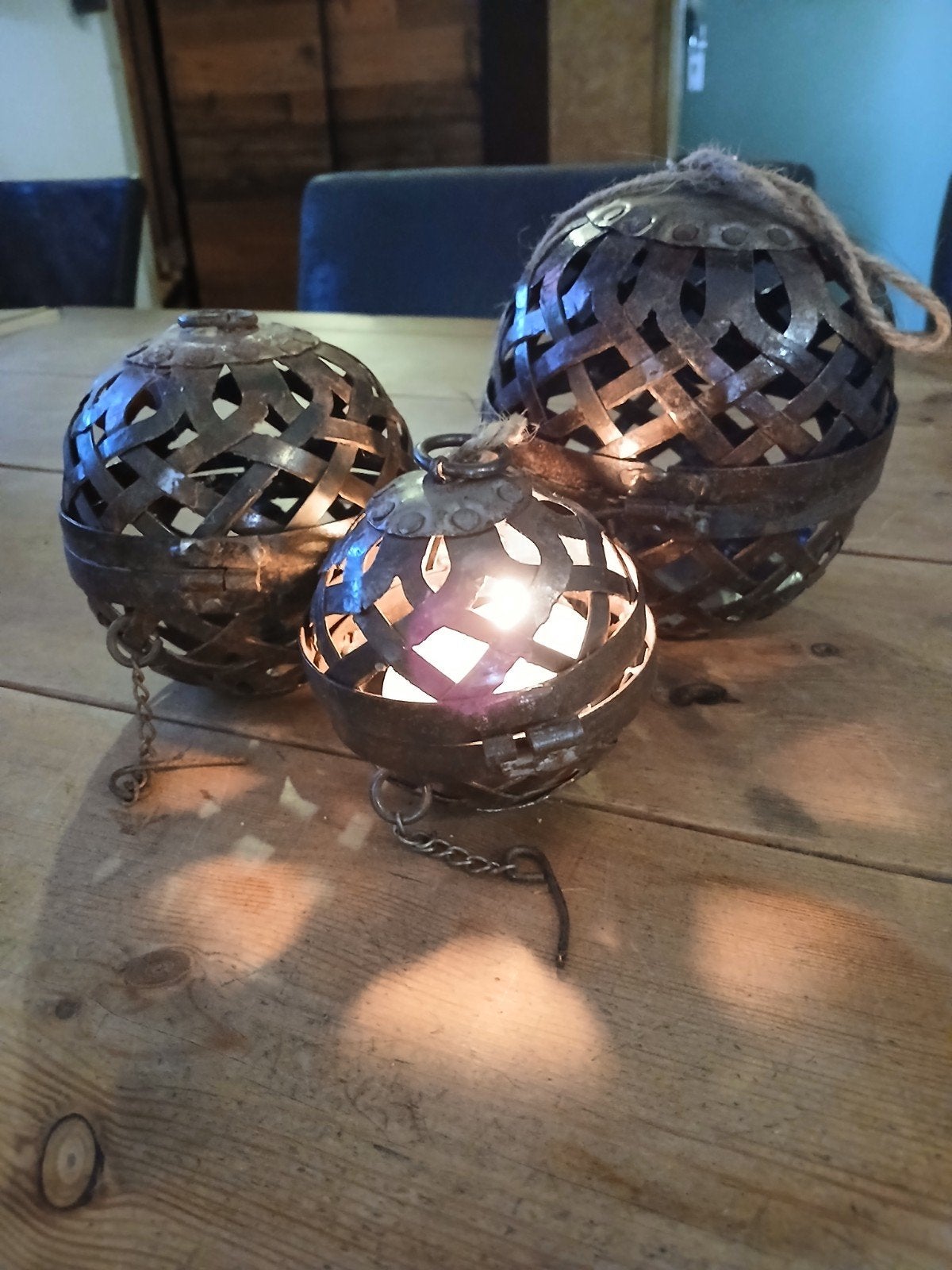 3 ijzeren decoratie ballen voor binnen of buiten, Meerkleurig, Nieuw, Ophalen of Verzenden, Landelijk