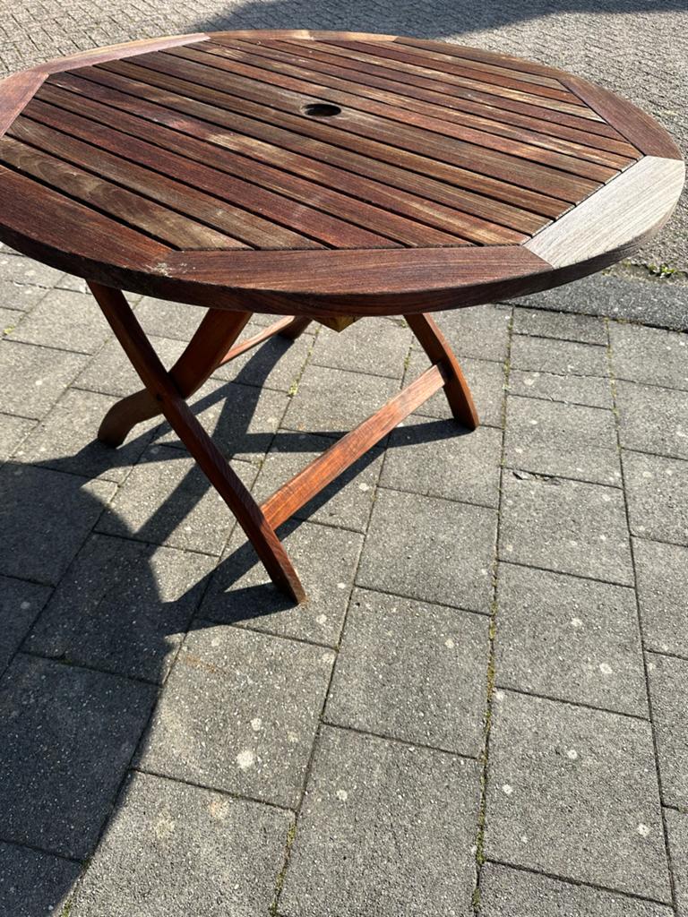 Teak & Garden Teakhouten tuintafel, Ophalen, Gebruikt, Rond, Hout