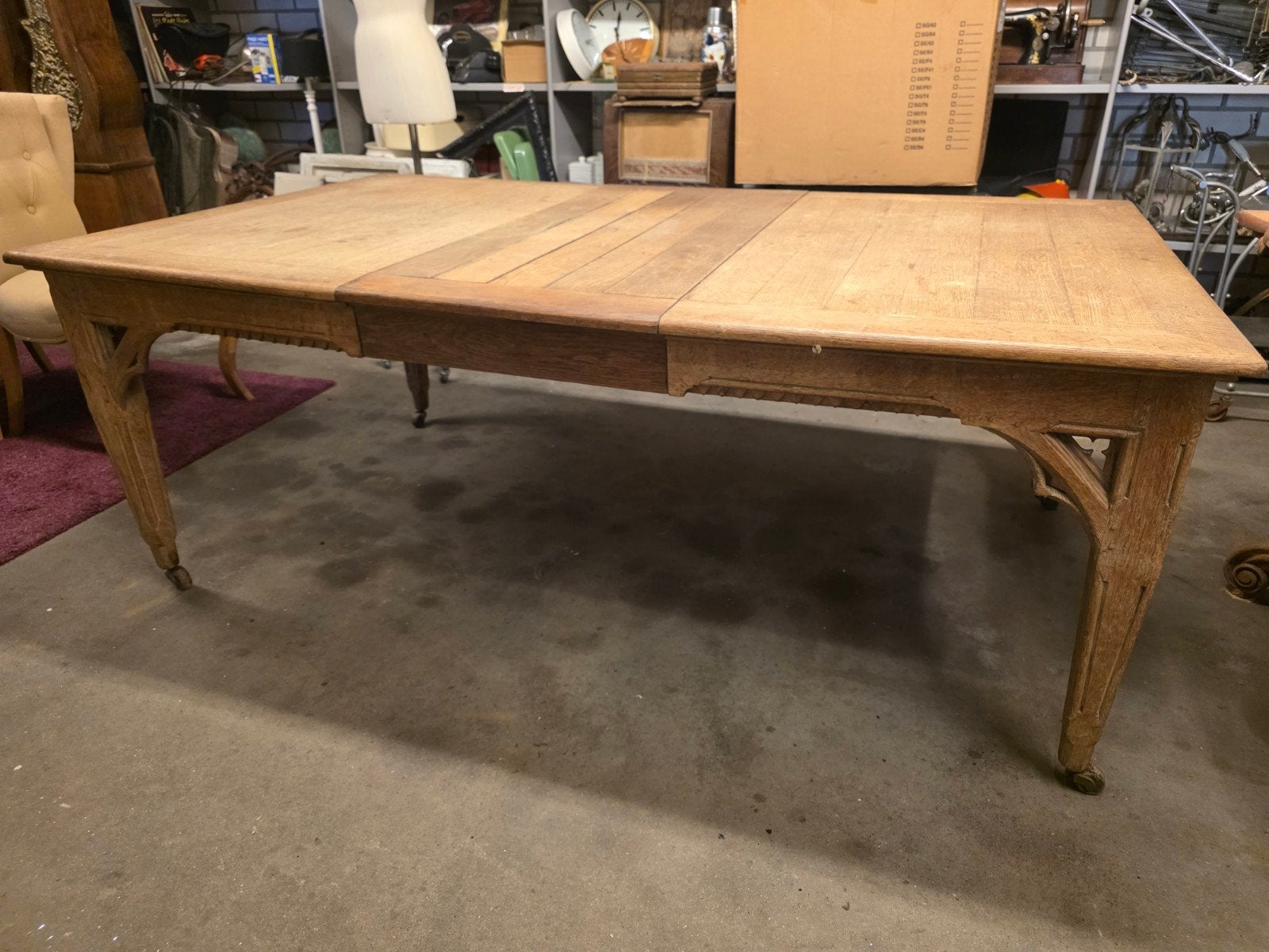 Antieke Kloostertafel - Eikenhout - Uitschuifbaar, Ophalen