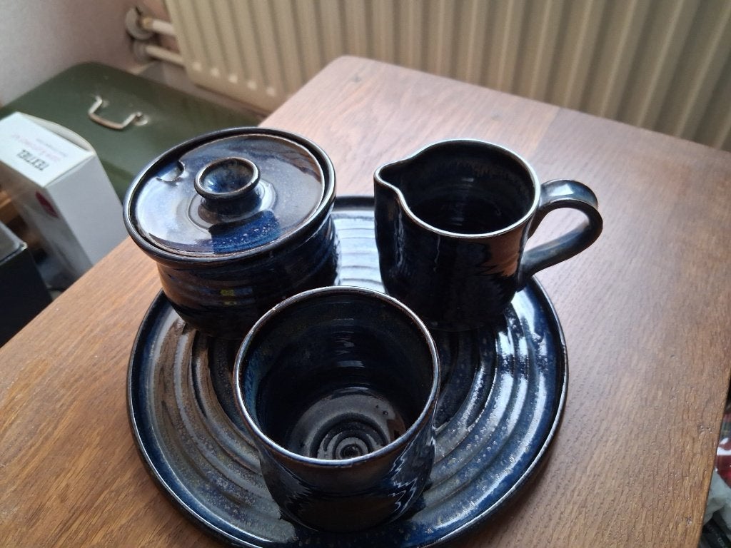 mooi blauw roomstelletje op plateau, Ophalen, Overige typen, Zo goed als nieuw, Overige stijlen