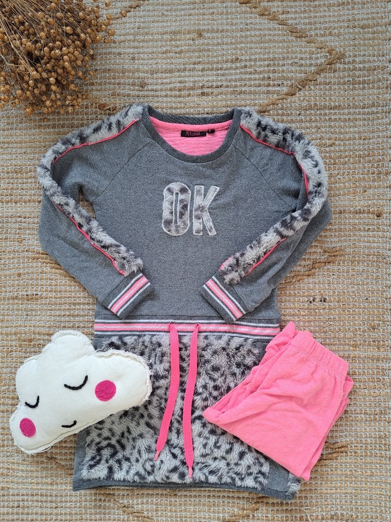 Grijs met roze jurkje met legging maat 104/110, Kinderen en Baby's, Persival, Meisje, Ophalen of Verzenden, Zo goed als nieuw