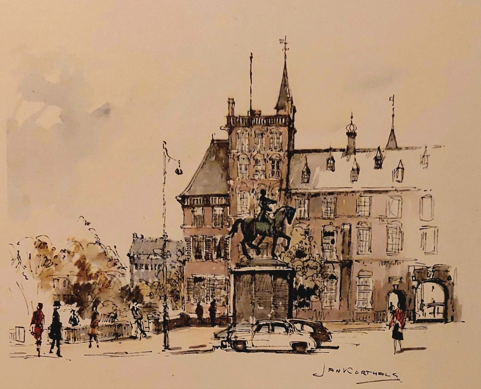 Het Buitenhof ... den Haag ... Jan Korthals ...

Een aquarel, Ophalen of Verzenden