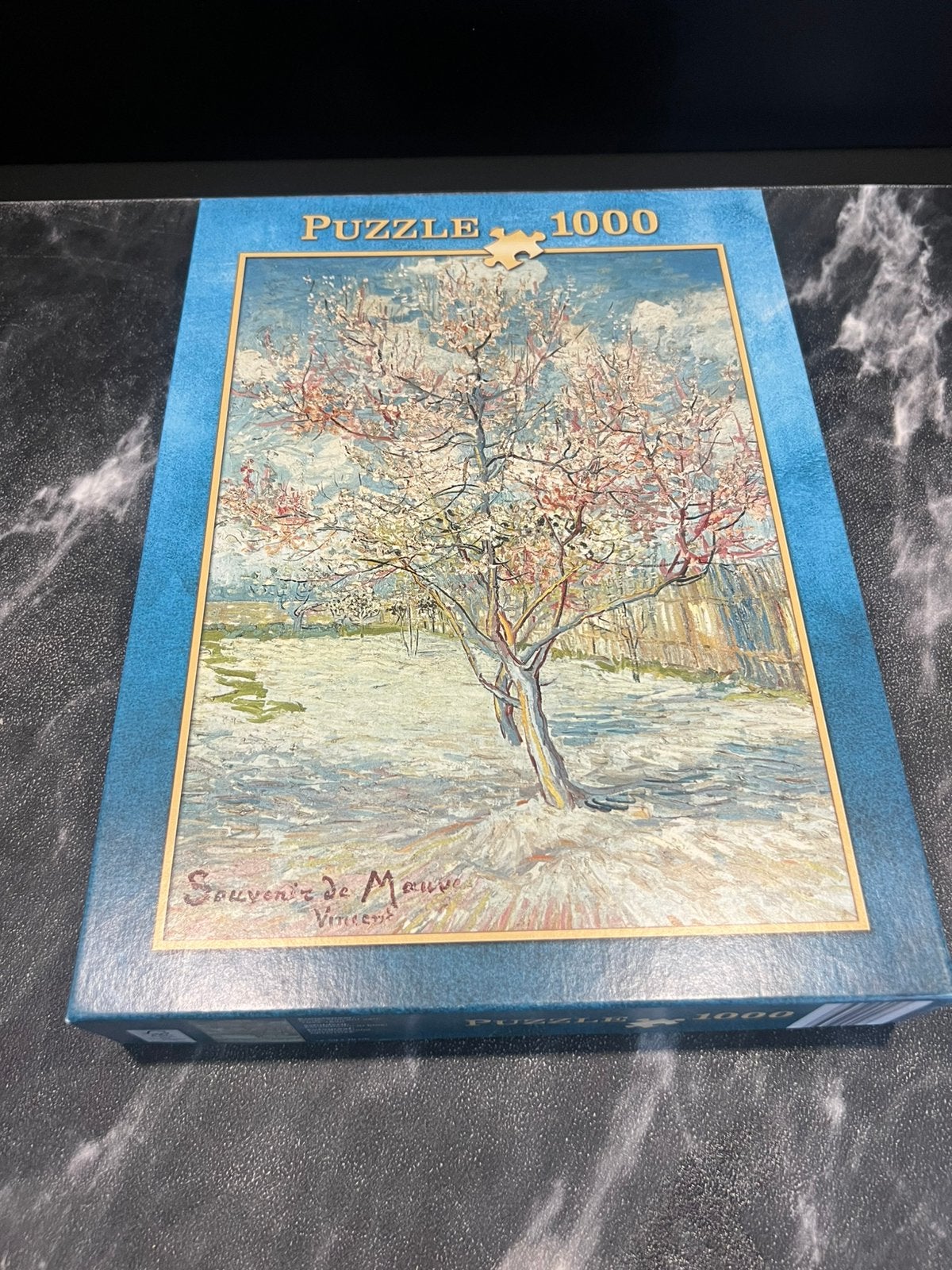Art puzzel 1000 stukjes van Gogh Perzikboom in bloei, Ophalen of Verzenden, 500 t/m 1500 stukjes, Zo goed als nieuw
