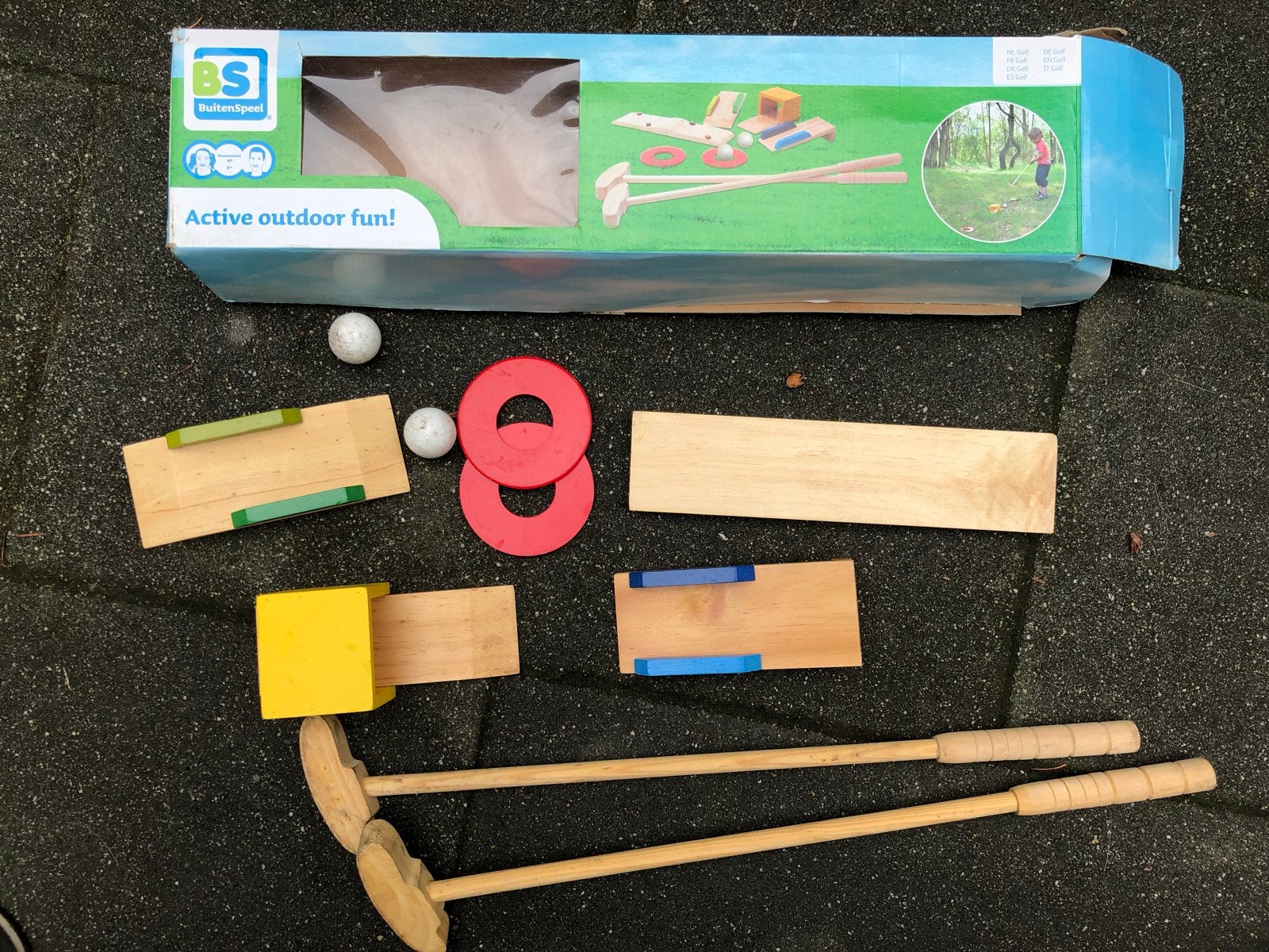 BS Buitensport Golf Set voor Kinderen en kunststof trekkar, Ophalen, Gebruikt