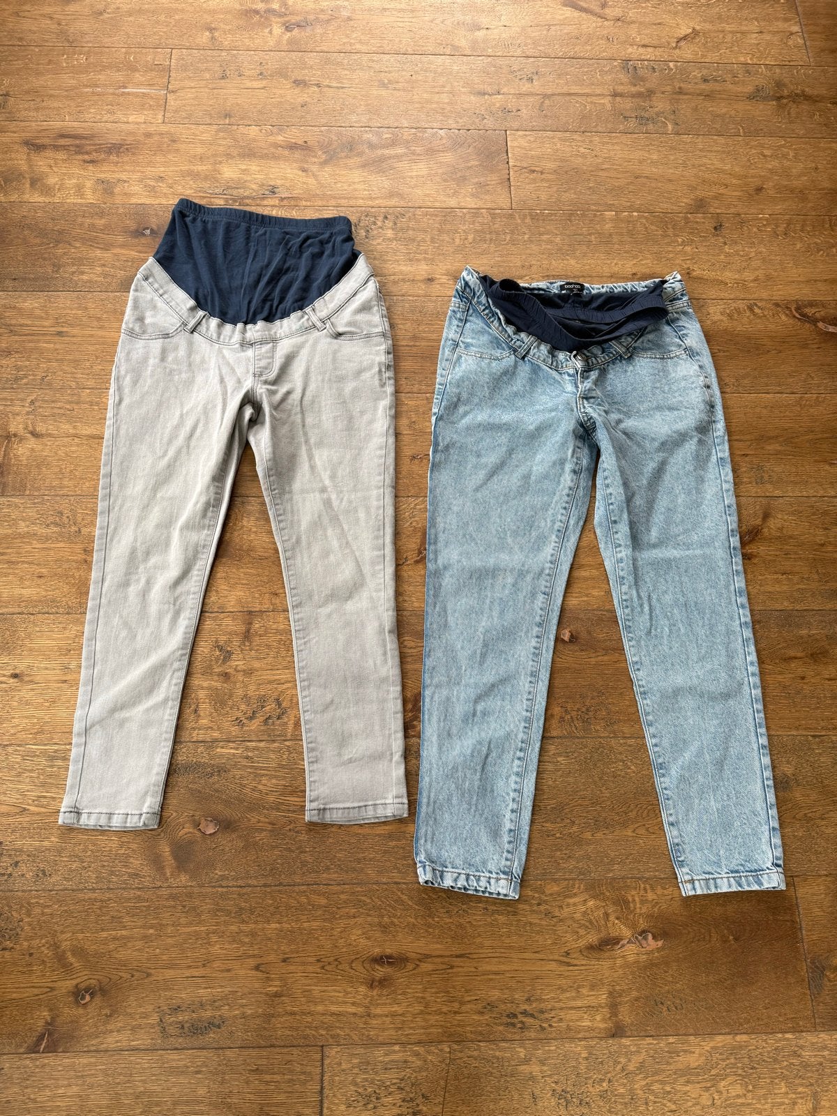 2 zwangerschapsbroeken maat 38 - Boohoo, Maat 38/40 (M), Ophalen of Verzenden, Grijs, Gedragen
