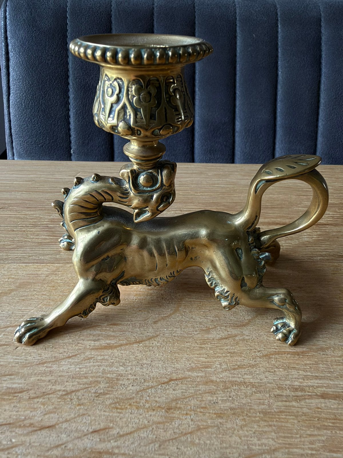 Griffioen draak kandelaar / blaker, Antiek en Kunst, Ophalen of Verzenden, Koper of Brons