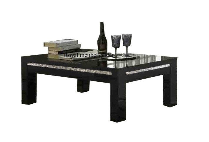 Zwart Salontafel hoogglans croom decoratie Direct leverbaar, Ophalen, 100 tot 150 cm, Nieuw, 50 tot 100 cm