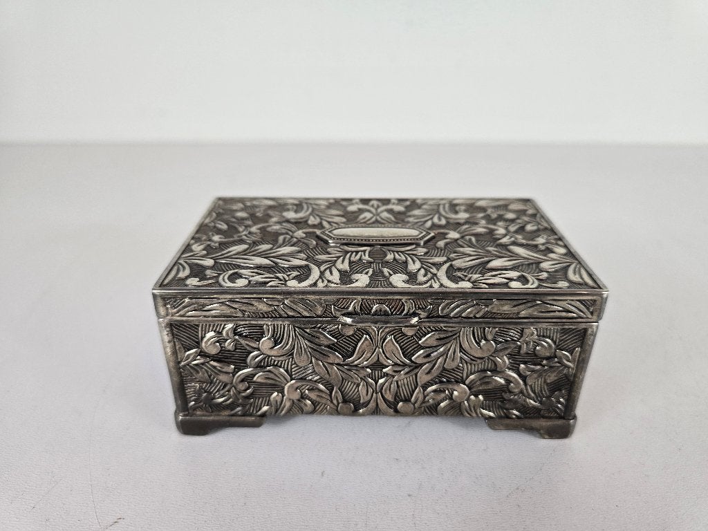 Sieradenkist Victoriaanse stijl, verzilverd, Italië, ca 1980, Ophalen of Verzenden, Koper