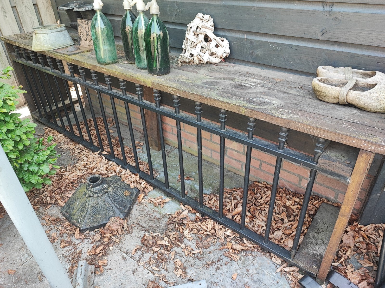 Mooie decoratie voor in de tuin  ijzeren hek met steigerhout, Ophalen, Gebruikt, Hout, Tuinhek