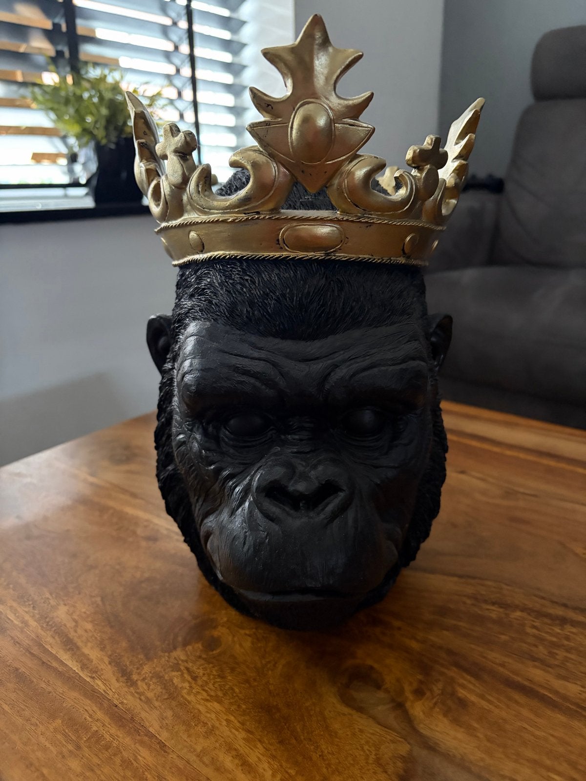 Gorilla Hoofd met Kroon Wandlamp / Decoratie, Huis en Inrichting, Ophalen, Zwart, Kunststof, Zo goed als nieuw