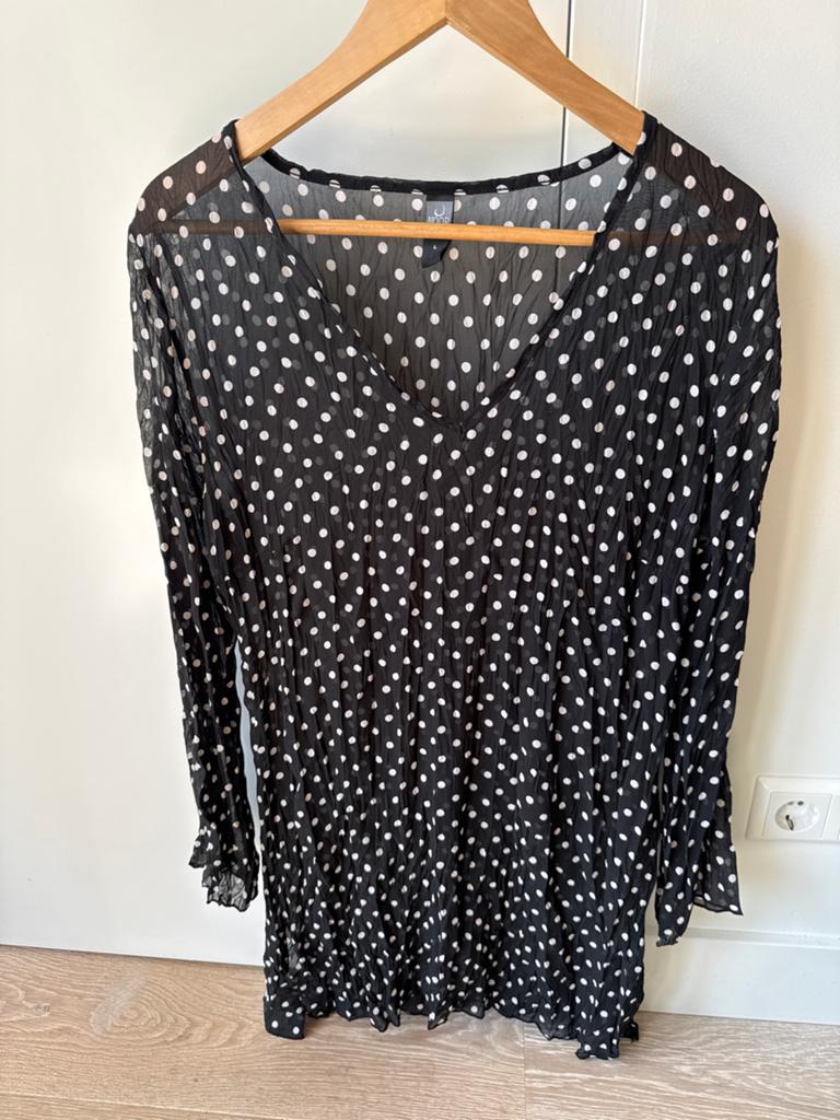 Stippen tuniek Maat L, Kleding | Dames, Ophalen of Verzenden, Zo goed als nieuw, Maat 42/44 (L), Zwart