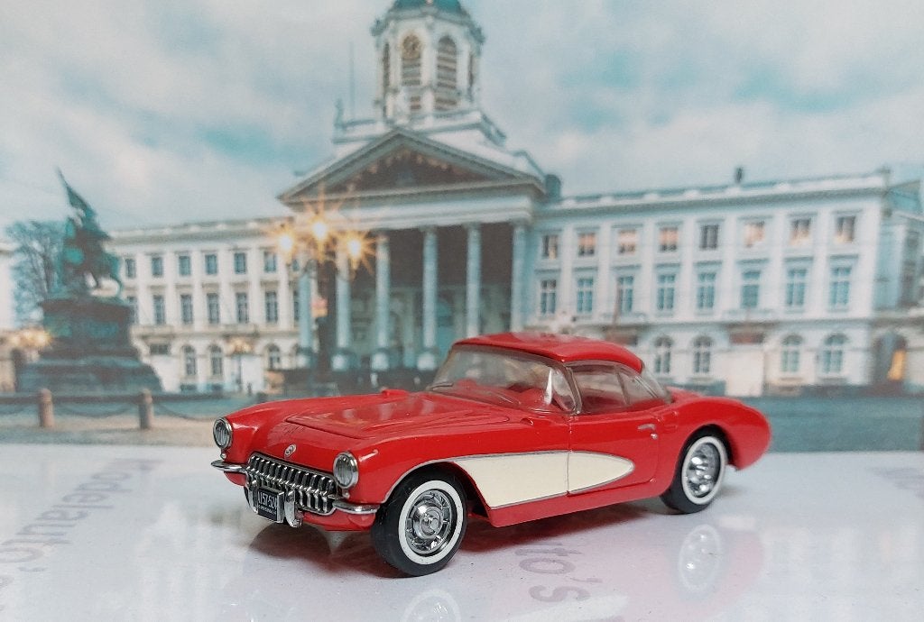 1:43 Chevrolet Corvette C1 Cabrio hard top 1956; Dinky DY-23, Ophalen of Verzenden, Gebruikt, Auto, Overige merken