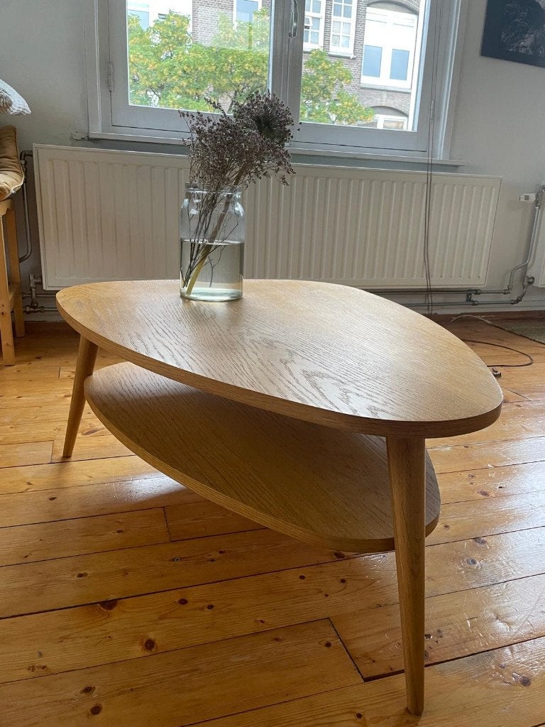 Vintage Salon Tafel, Ophalen, 50 tot 100 cm, Zo goed als nieuw, Scandinavian, vintage, wood, warm, elegant,