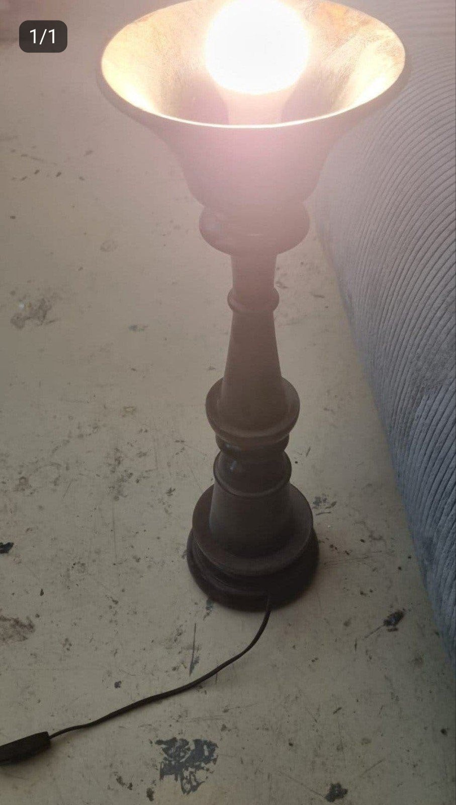 Vintage houten voetlamp - Sfeervolle verlichting, Gebruikt, Vintage, Minder dan 100 cm, Hout