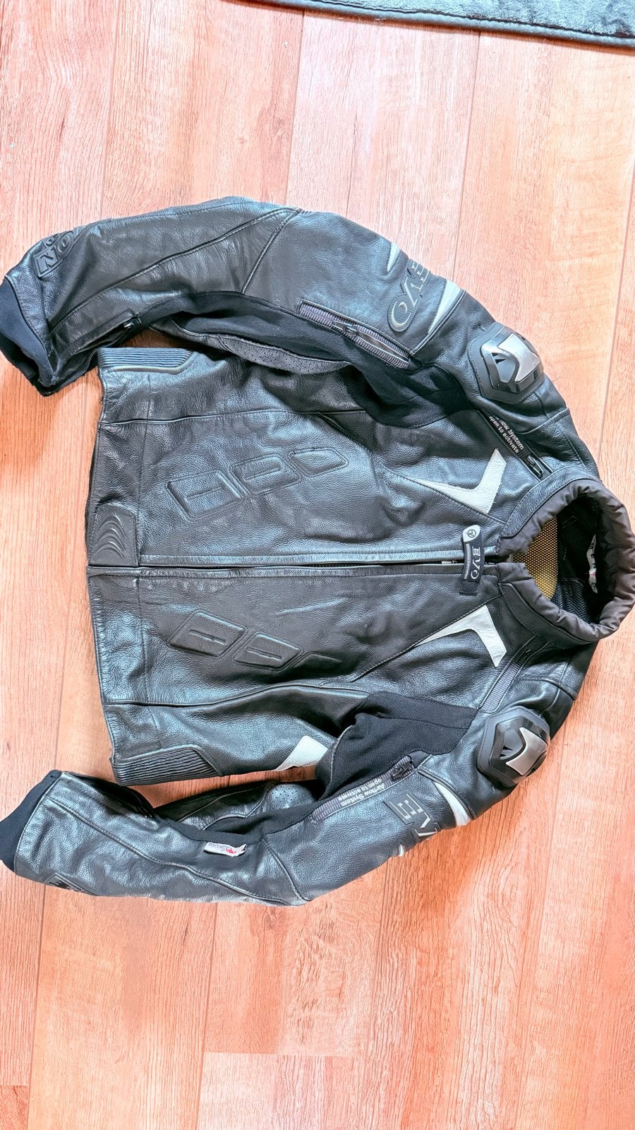 EVO Evolution leren motorjas maat 50 met protectie, Motoren, Kleding | Motorkleding, Ophalen of Verzenden, Tweedehands, Heren
