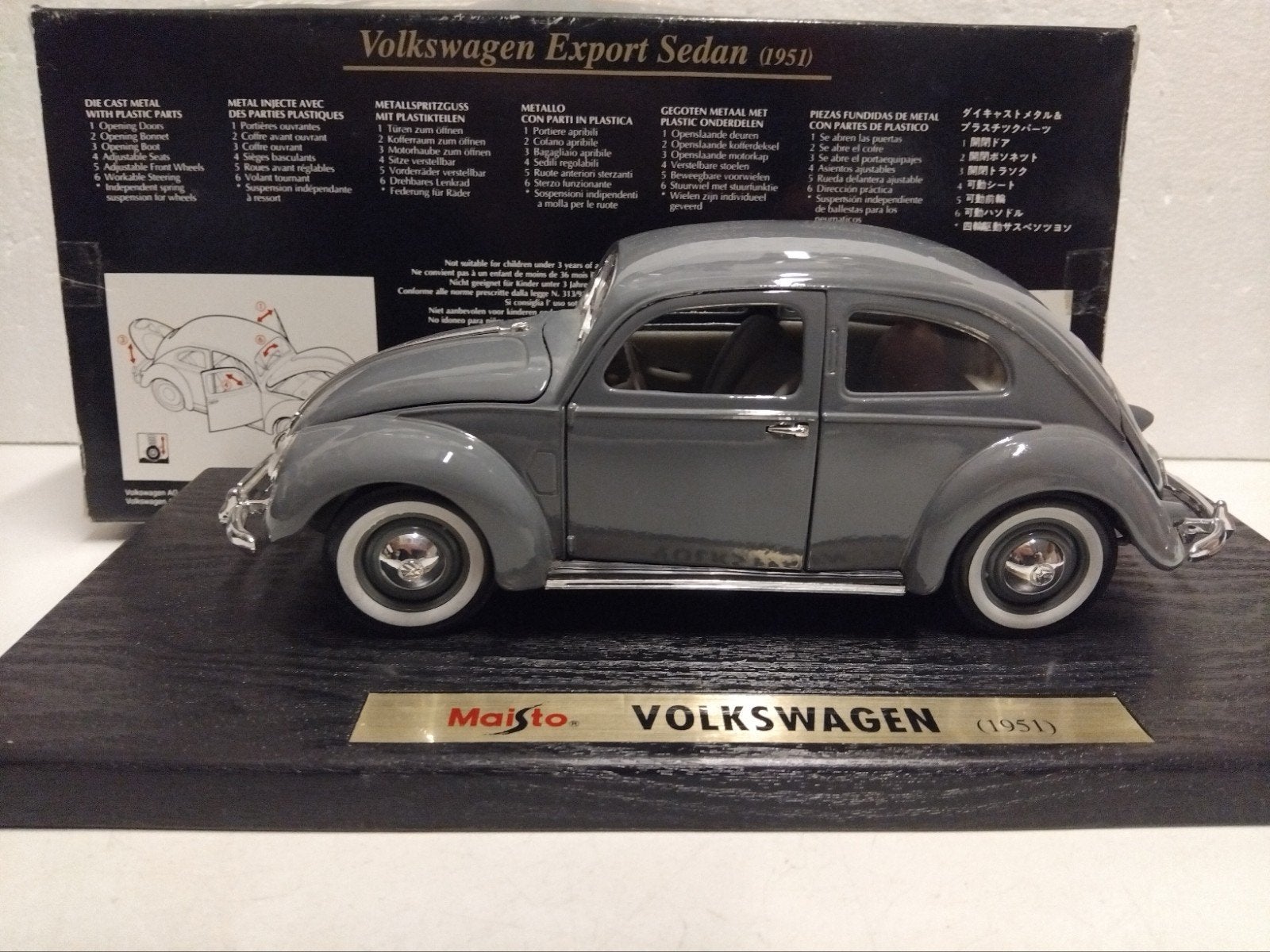 Volkswagen Kever 1951 Split Window muisgrijs Maisto 1:18 KRD, Hobby en Vrije tijd, Ophalen of Verzenden, Zo goed als nieuw, Auto
