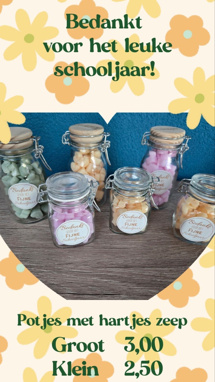 Potjes met hartjes zeep - Bedankt voor het schooljaar!, Ophalen of Verzenden, Nieuw