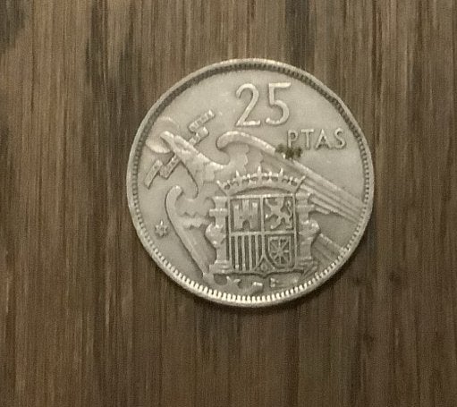 Spaanse munt van 25 peseta's periode Francisco Franco, Ophalen of Verzenden