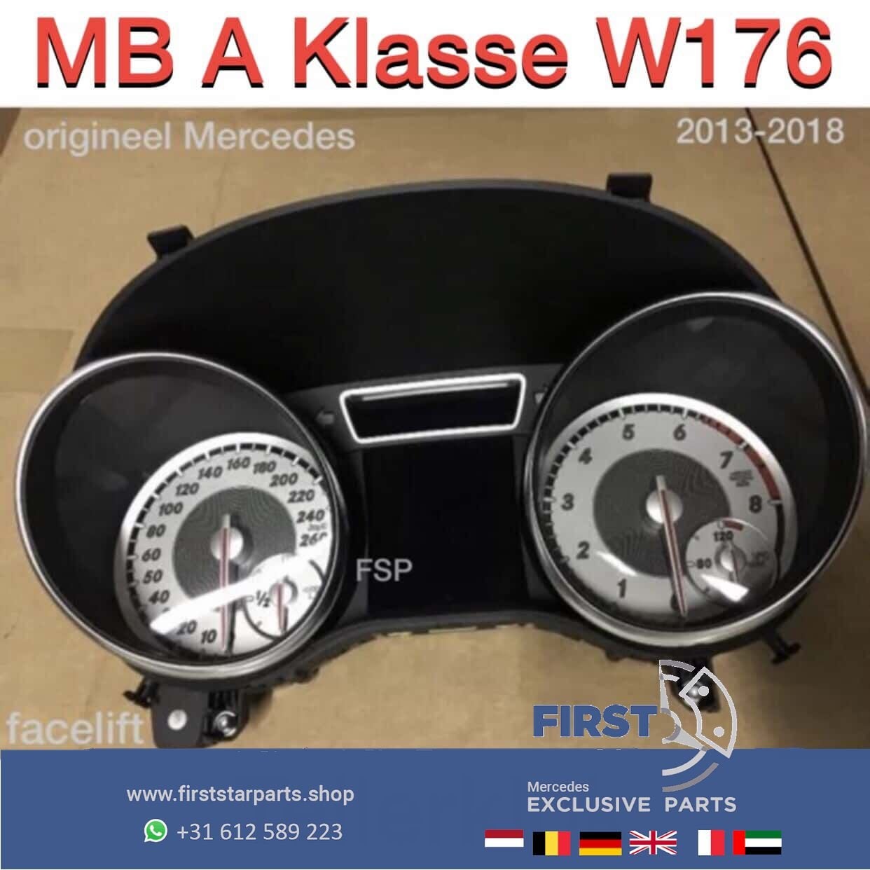 W176 AMG LINE Tellerklok Mercedes A Klasse INSTRUMENTENPANEE, Auto-onderdelen, Gebruikt, -, Ophalen of Verzenden, -