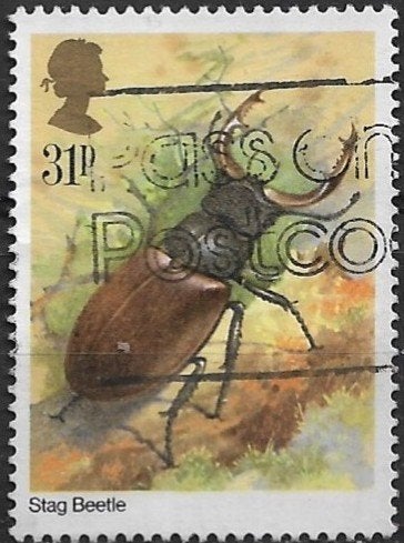 Engeland 1985 mi.1025 insect VLIEGEND HERT nom. 31p, Postzegels en Munten, Verzenden, Gestempeld