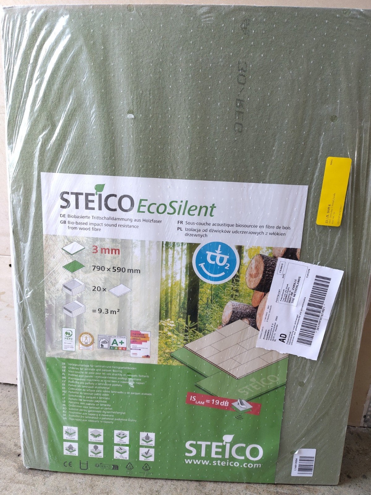 Steico EcoSilent Ondervloer Vilt - 9.3m² Bio-gebaseerd, Overige materialen, Nieuw, 5 tot 10 m², Vloerisolatie
