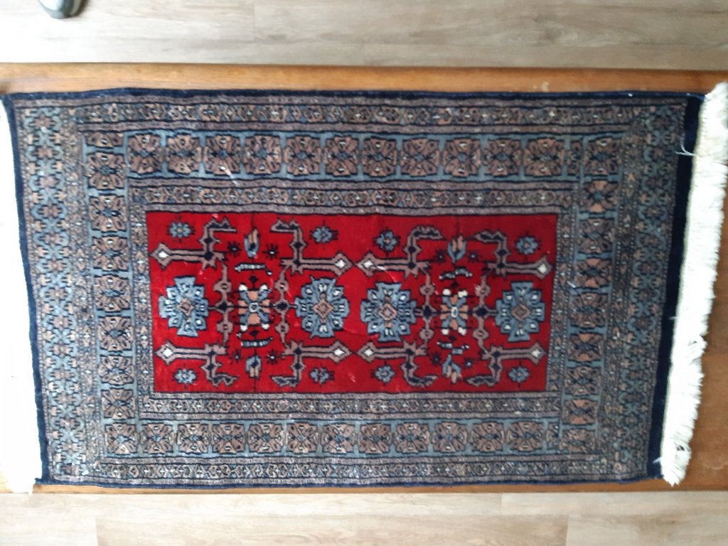 Perzisch tapijt, Gebruikt, 50 tot 100 cm, Zwart, Rechthoekig