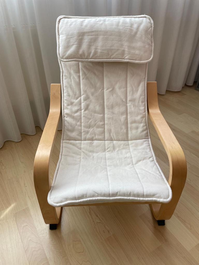 Ikea Poäng kinderstoel met witte bekleding, Kinderen en Baby's, Ophalen, Zo goed als nieuw, Overige typen