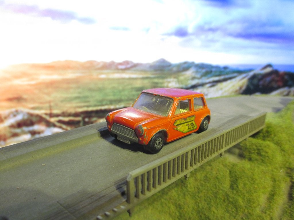 1:53 Racing Mini Cooper - Matchbox oranje uit 1976 Two-Pack, Ophalen of Verzenden, Gebruikt, Auto