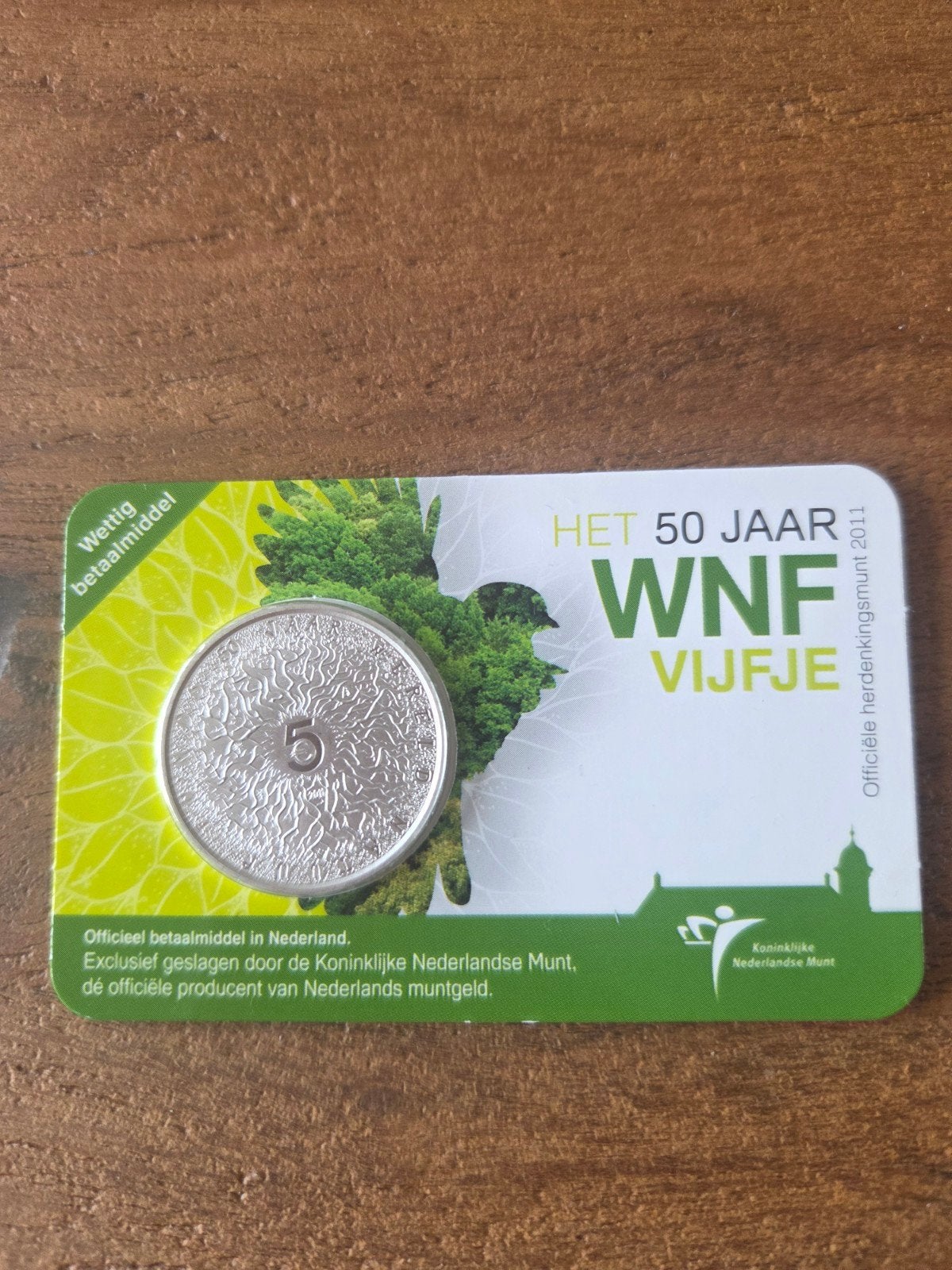 50 Jaar WNF Vijfje - Zwaar Verzilverde Munt, Koningin Beatrix, Zilver, Losse munt, Overige waardes