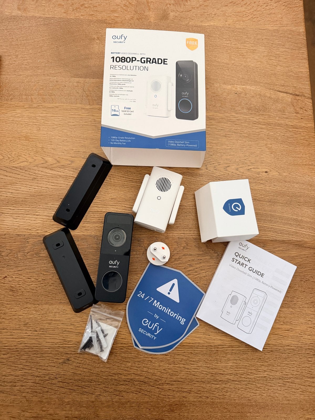 Eufy Video Deurbel Slim 1080p Batterij-aangedreven, Audio, Tv en Foto, Ophalen of Verzenden, Zo goed als nieuw, Buitencamera