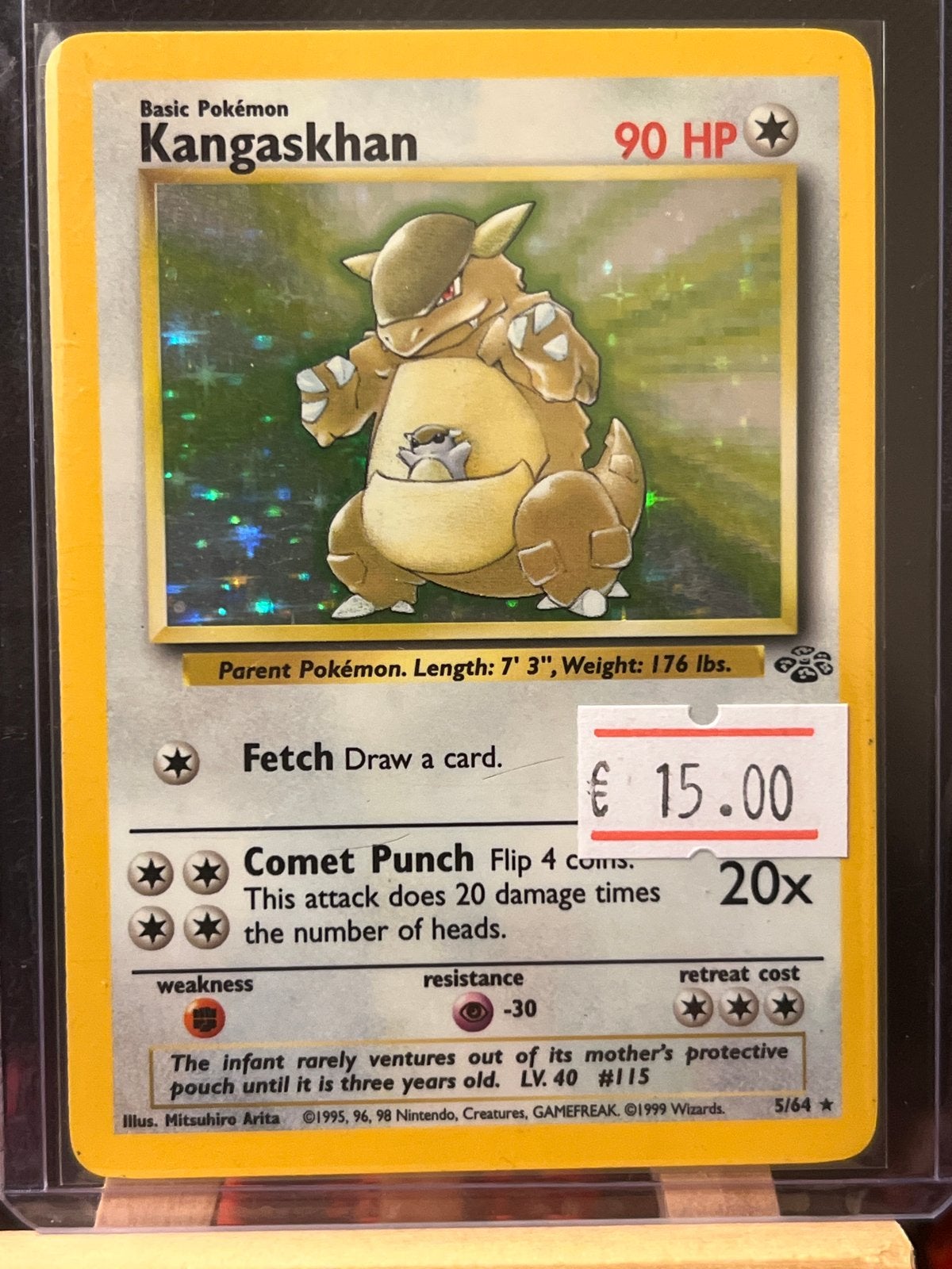 Kangaskhan Holo Foil Pokémon Kaart Jungle Set 5/64, Ophalen of Verzenden, Gebruikt, Losse kaart, Foil