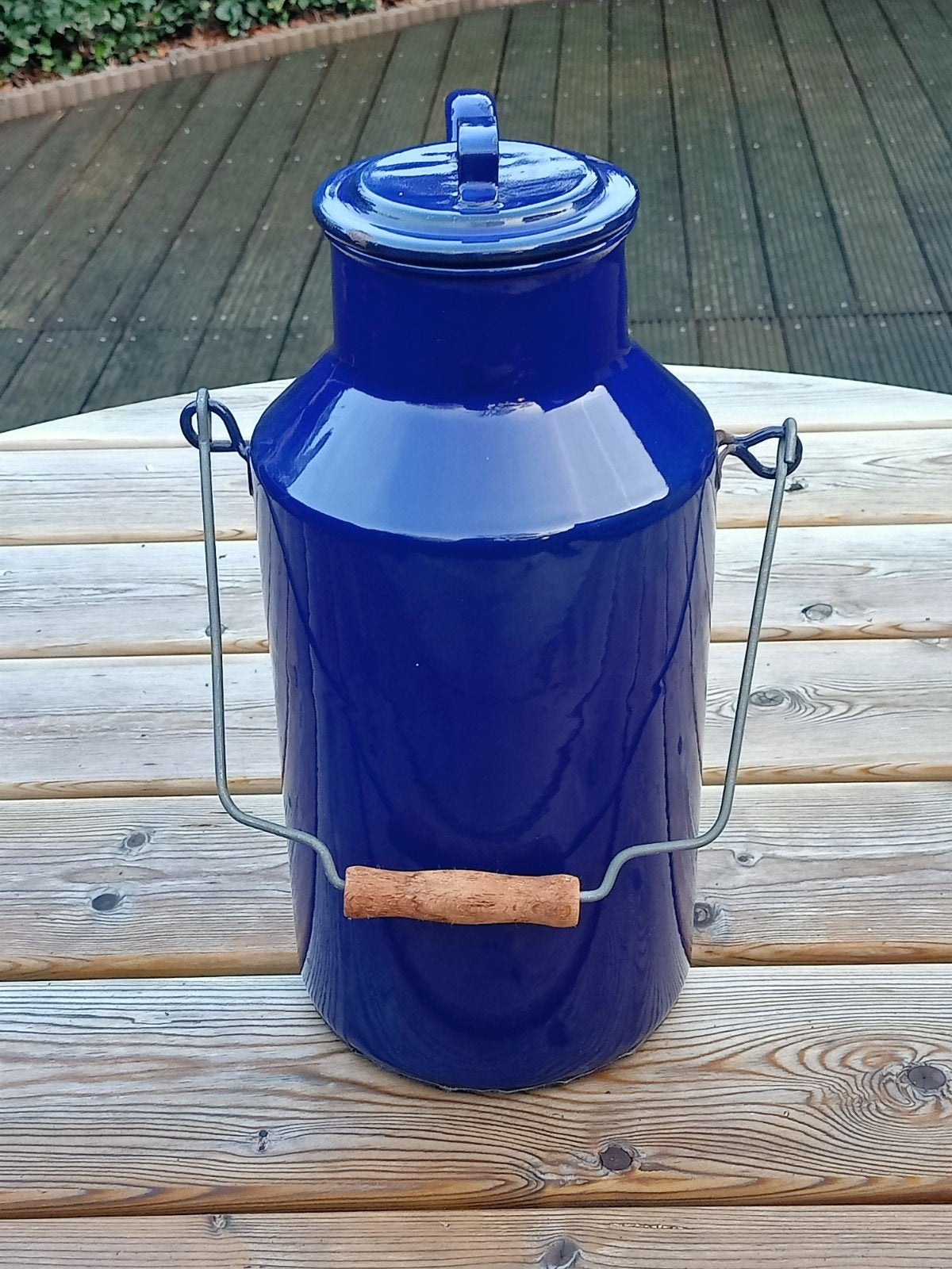 Vintage emaille melkkan donkerblauw, Ophalen of Verzenden