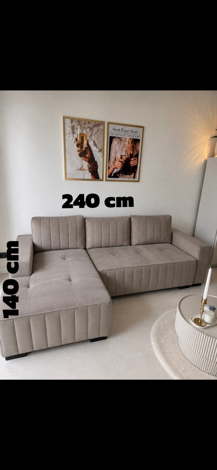 Moderne hoekbank met slaapfunctie – beige/taupe, Ophalen, 125 tot 150 cm, Hoekbank, Zo goed als nieuw