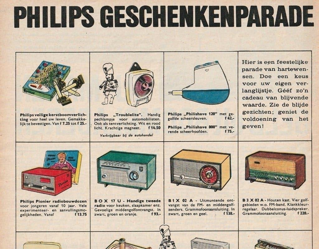 Retro reclame 1961 Philips radio platenspelers parade, Ophalen of Verzenden, Overige typen