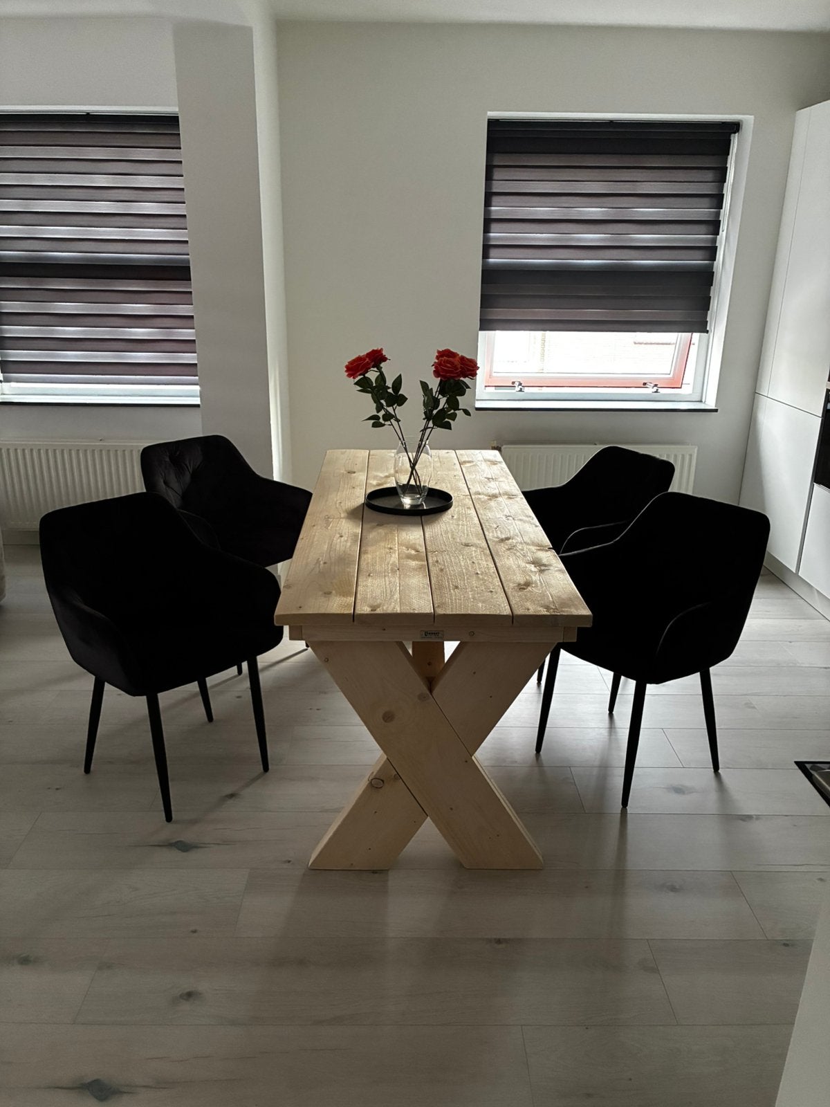 Eettafel en stoelen te koop, Huis en Inrichting, Tafels | Eettafels, Ophalen, Eikenhout, 50 tot 100 cm, 150 tot 200 cm