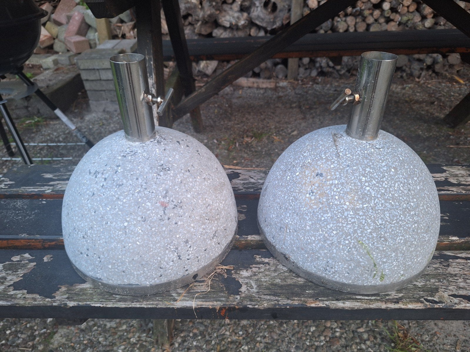 25 cm rond Parasolvoeten - Set van 2, Ophalen, Gebruikt, Minder dan 1 meter, Parasolvoet