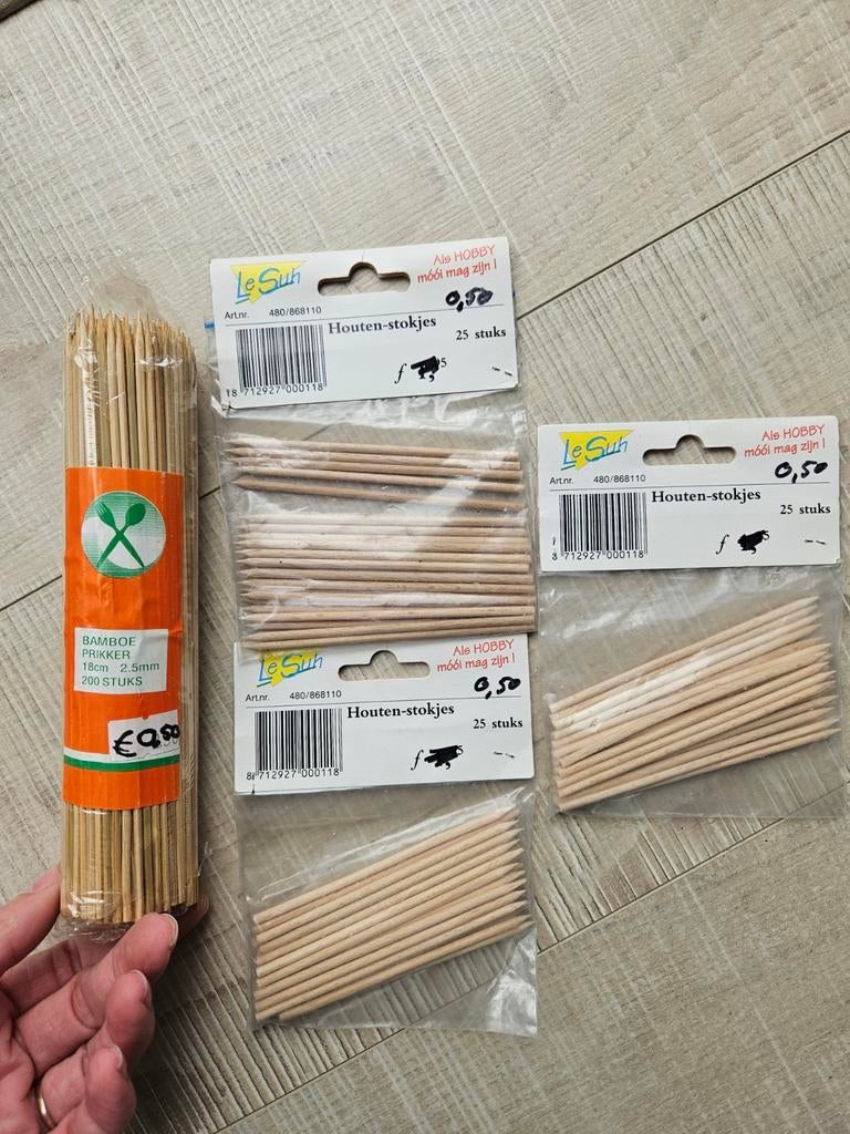 Bamboe en houten prikkers voor hobby en knutselen, Ophalen of Verzenden