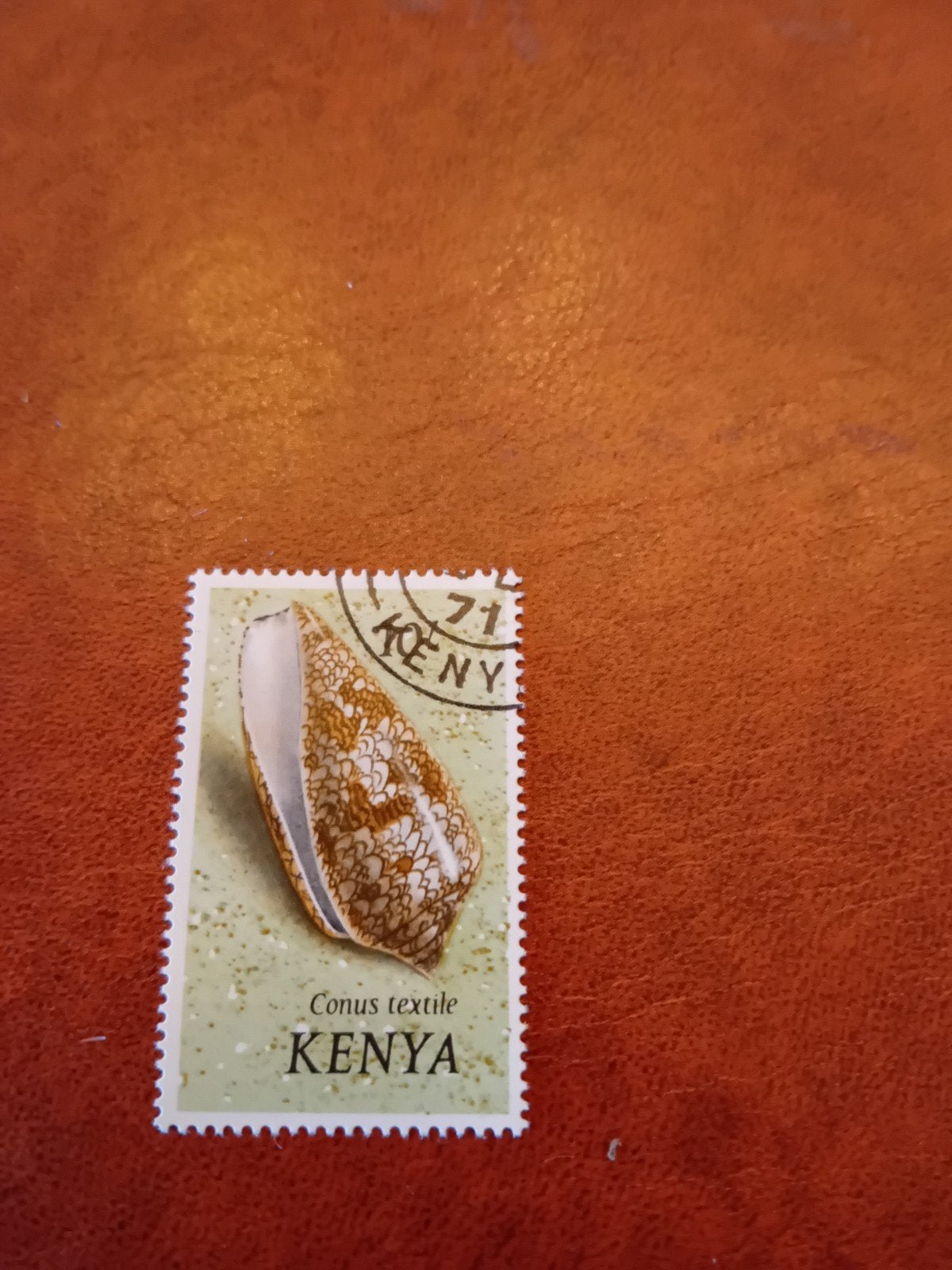 Kenia postzegel: Conus textile schelp, gestempeld, Ophalen of Verzenden, Gestempeld