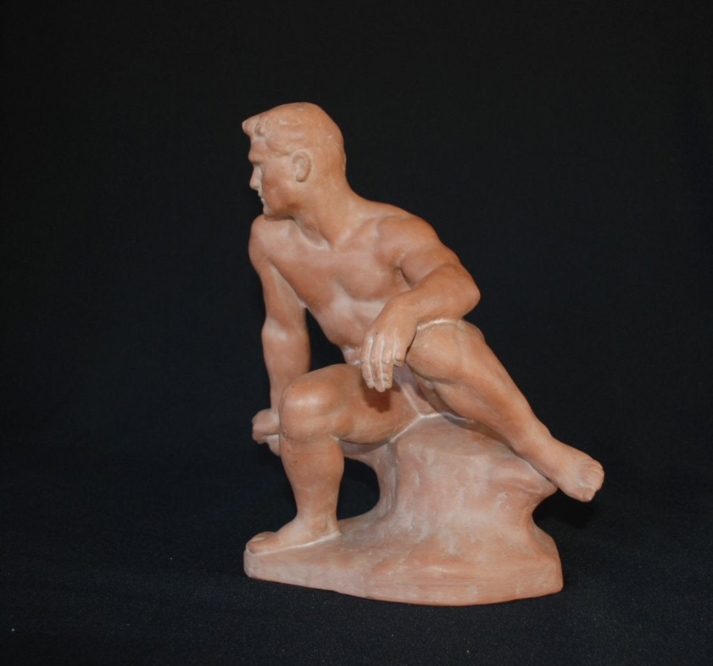 Ontbloot man op rotsblok Kunstenaar Jenö Grantner 1907-1983, Antiek en Kunst, Ophalen of Verzenden