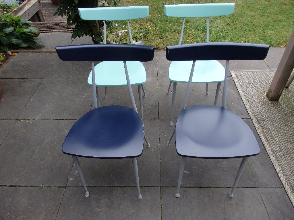 Stoelen 4x "Tina", Ophalen, Gebruikt, Blauw, Design