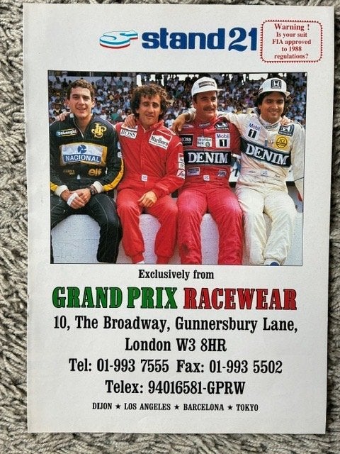 Senna,  Prost, Mansell en Piquet advertentie / mini poster, Ophalen of Verzenden, Gebruikt, Formule 1
