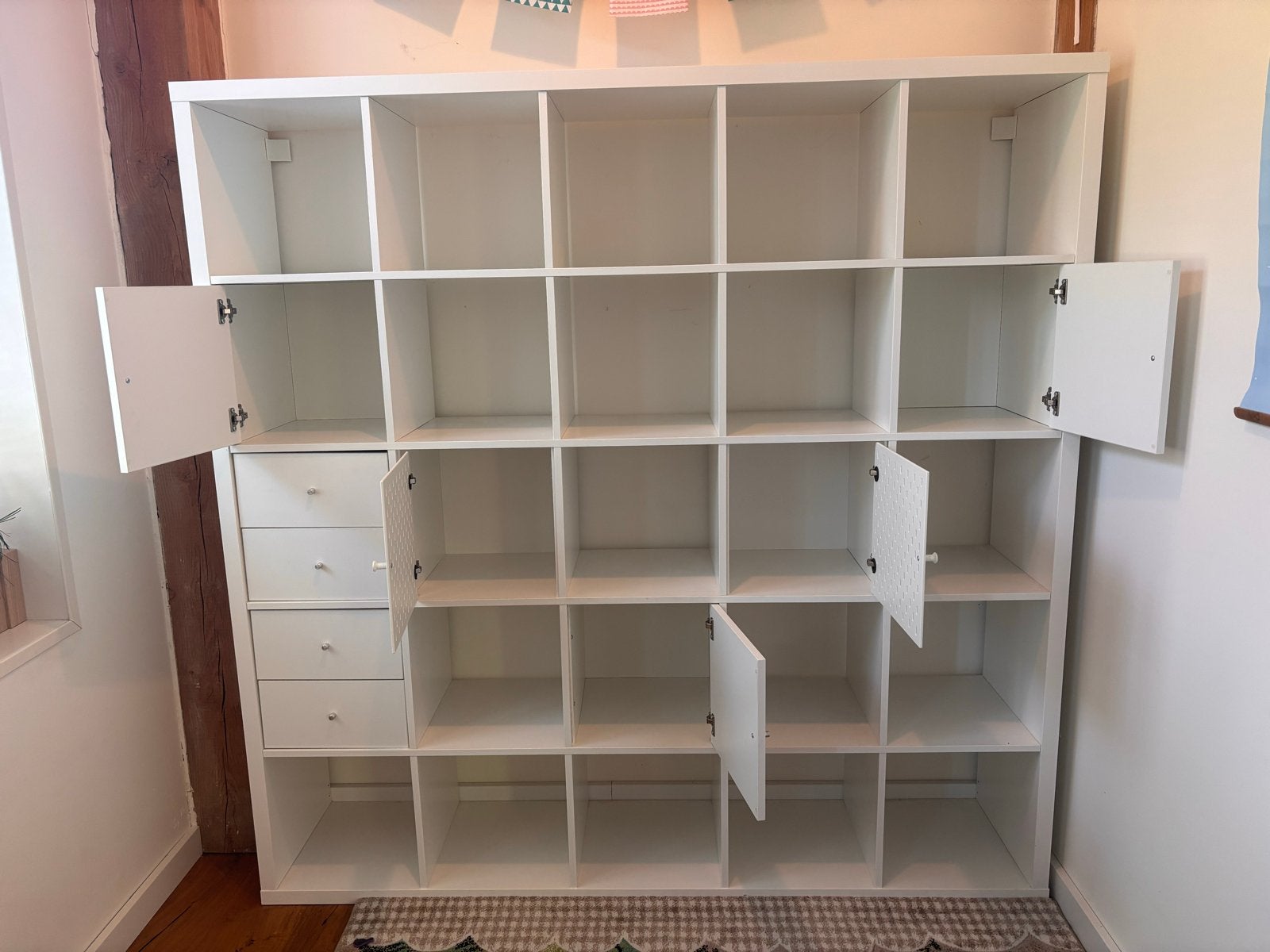 IKEA Kallax Kast met 25 vakken, deuren, lades 182x182x39 cm, Ophalen, Gebruikt