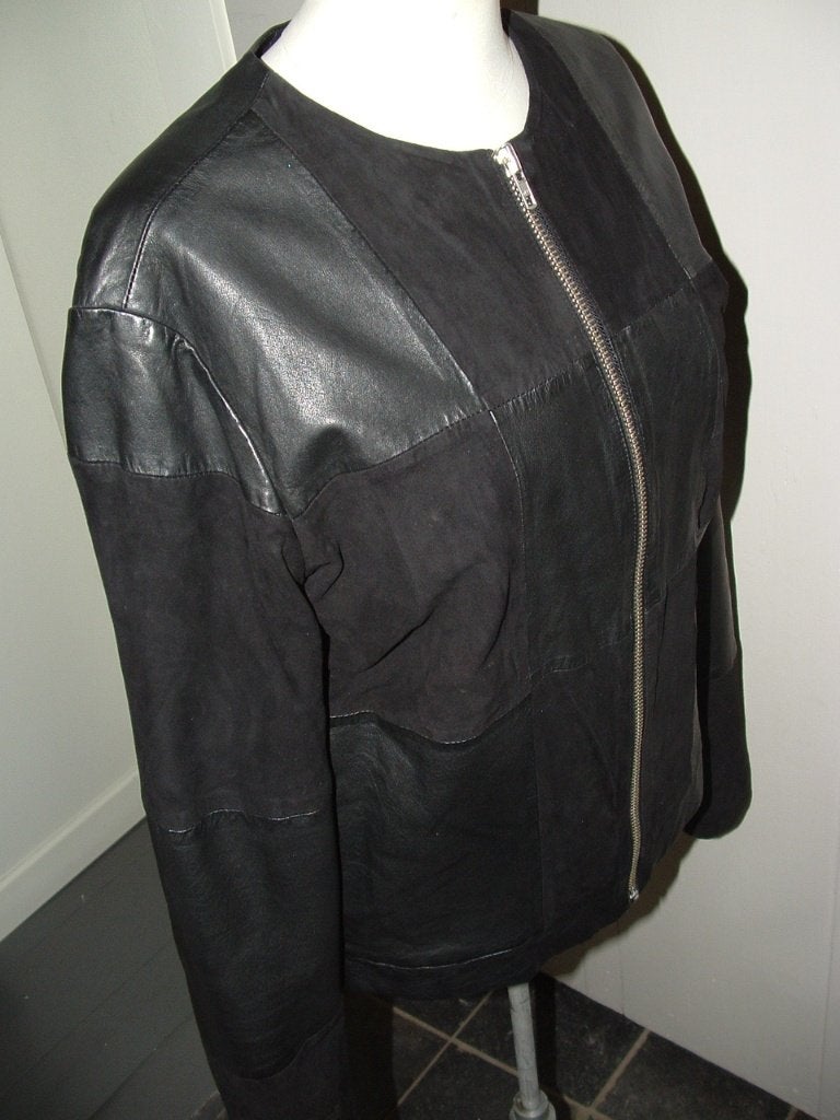 Stella Nova lamsleer + goat suede jas jack maat 38, Maat 38/40 (M), Zwart, Zo goed als nieuw, Stella Nova