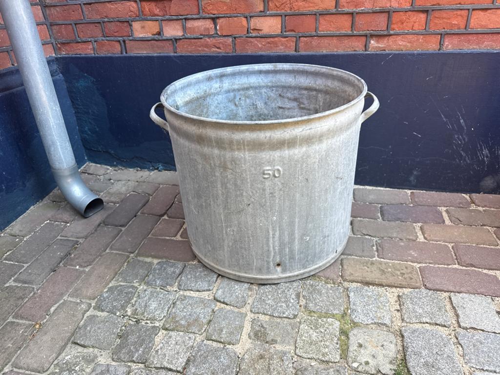 Grote vintage zinken teil/plantenbak - Diameter 52 cm, Ophalen