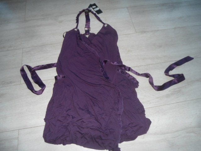 NIEUW! S'Nob; Halter-wikkeltop / (zijden) details; M - € 115, Kleding | Dames, Maat 38/40 (M), S'Nob, Paars, Nieuw
