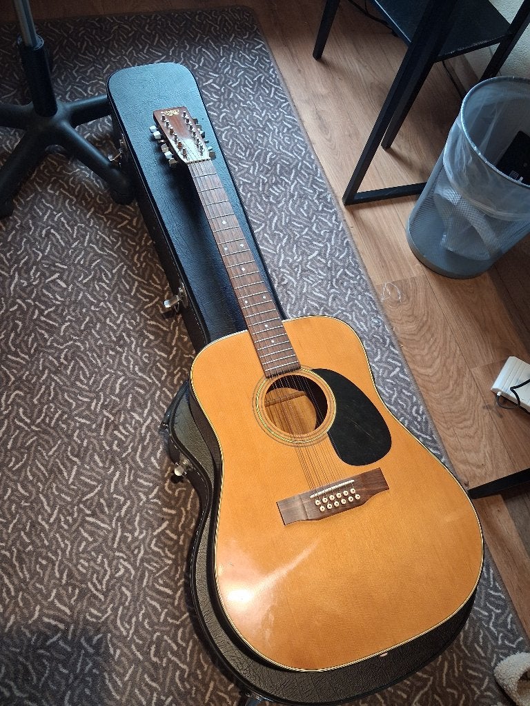 Vintage gitaar uit de jaren 70's 12 snaar, Ophalen, Gebruikt, Western- of Steelstringgitaar, Met koffer