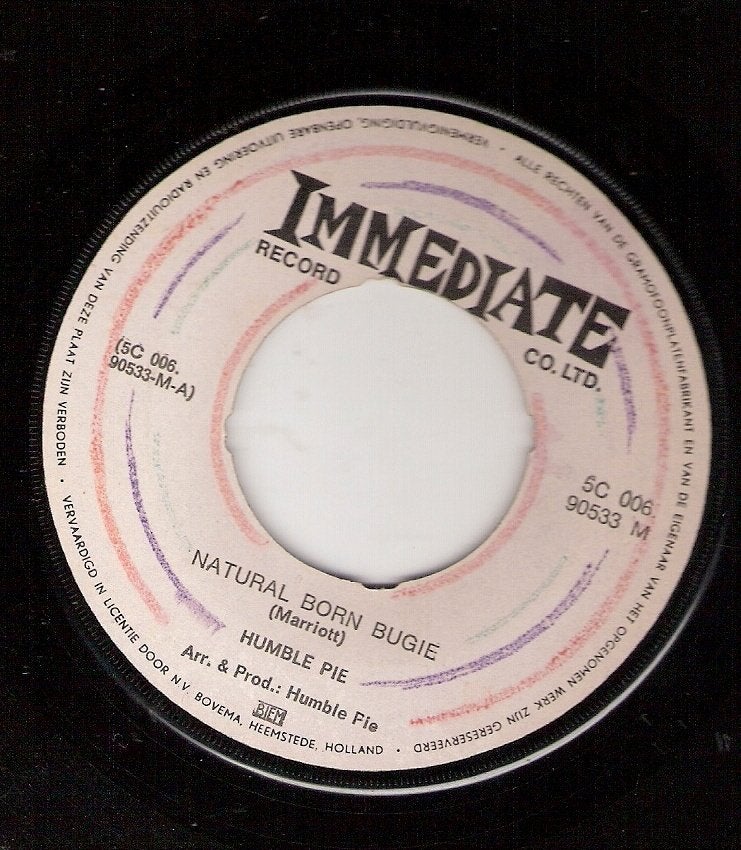Humble Pie - Natural Born Bugie- Wrist Job-MONO vinyl single, Ophalen, Gebruikt, Pop