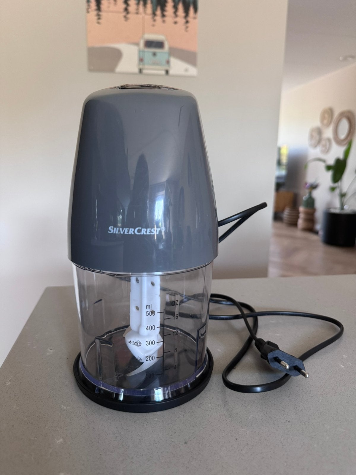 SilverCrest Elektrische Hakmolen / Mini Chopper – 260W, Ophalen of Verzenden, Zo goed als nieuw, Vaatwasserbestendig, Minder dan 1 liter